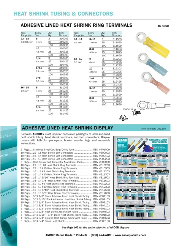 Alt view image 4 of 4 - ANCOR 22-18 1/4" HEATSHRINK RING TERMINAL 25PK