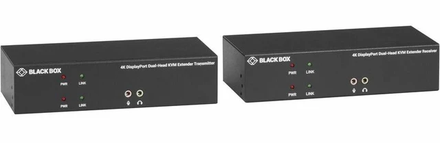 Main image of Black Box KVX Series KVM Extender Kit over Fiber 4K DisplayPort USB 2.0 Hub Serial Audio Local Video KVXLCDPF200SFPBN3