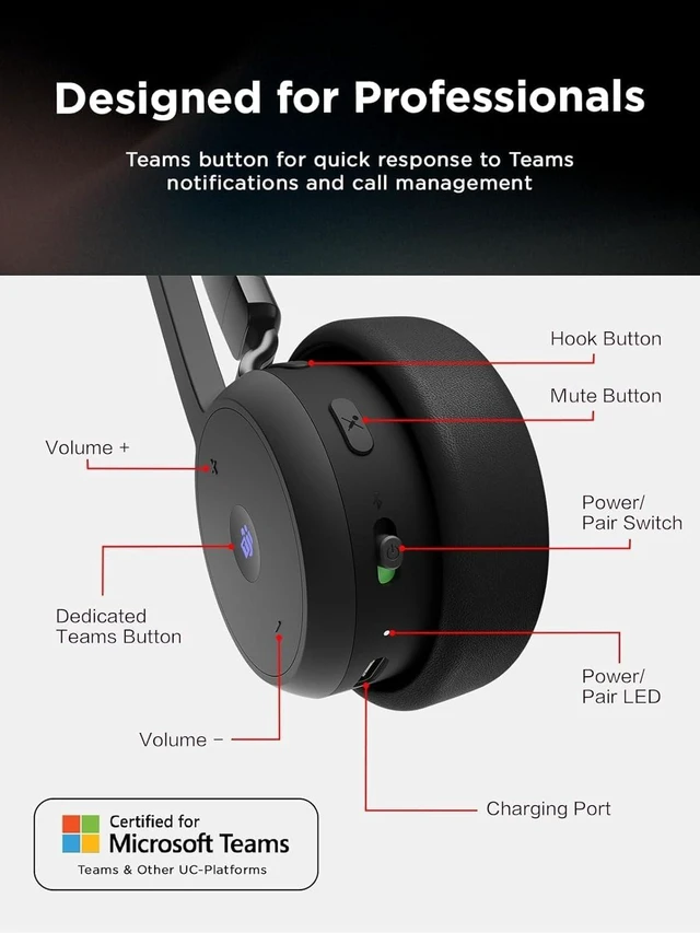 Alt view image 13 of 14 - Lenovo Wireless VoIP Headset (USB-A, Teams)