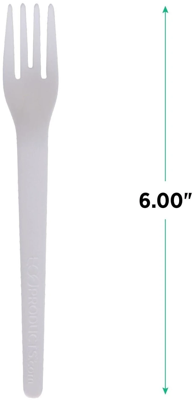 Alt view image 3 of 5 - Plantware Compostable Cutlery Fork Plastic White 1000/Carton EPS012W