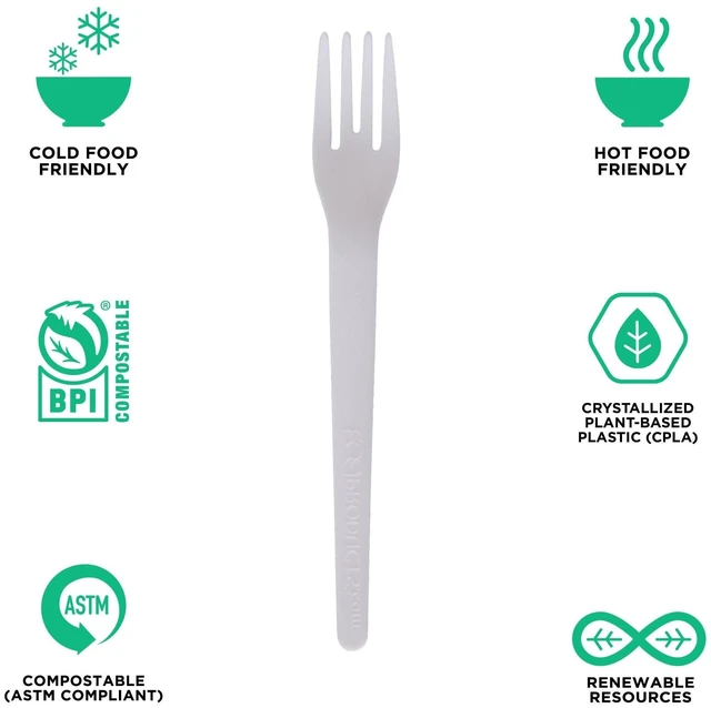 Alt view image 4 of 5 - Plantware Compostable Cutlery Fork Plastic White 1000/Carton EPS012W