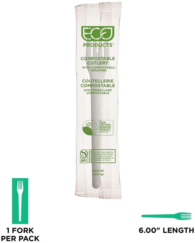 Alt view image 5 of 5 - Plantware Compostable Cutlery Fork Plastic White 1000/Carton EPS012W