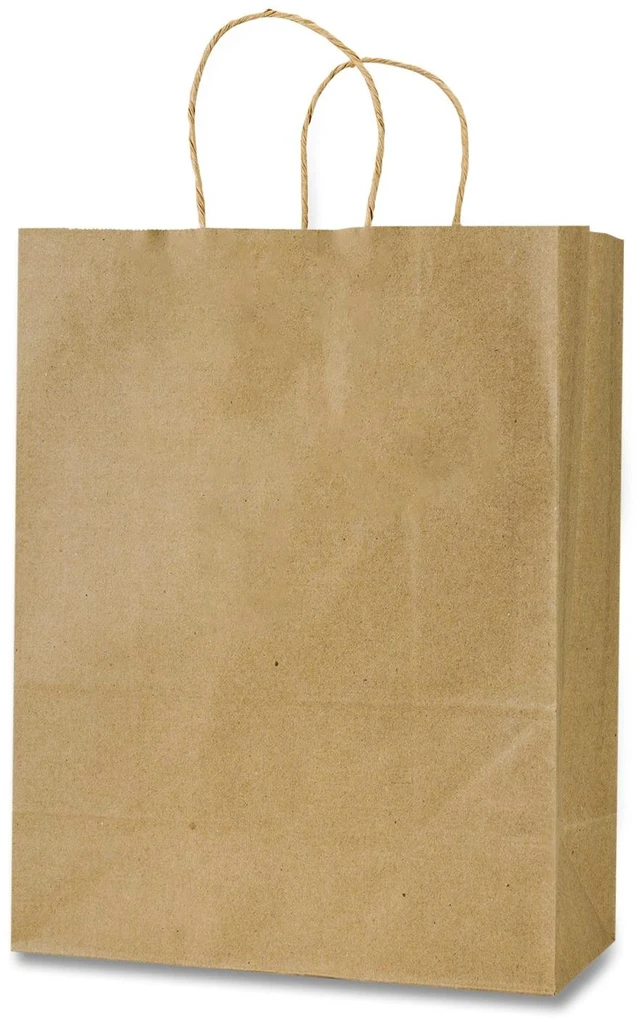 Main image of Get Reddi Paper Bags Pixie Size 60# Basis Weight Twisted Rope Handles 10" x 5" x 13" Brown 250/Carton KRFTW10513