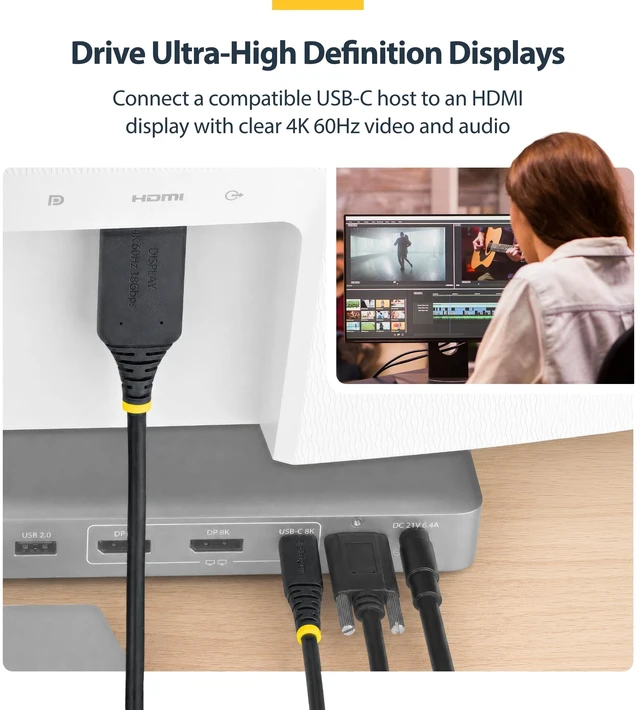 Alt view image 3 of 5 - CONNECT A USB-C LAPTOP TO AN HDR 4K 60HZ HDMI DISPLAY USING THIS 3FT ACTIVE ADAP
