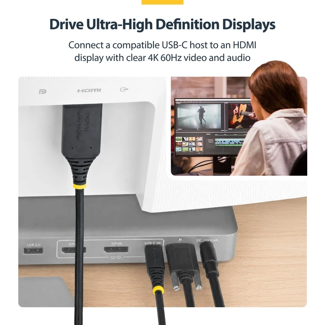 Alt view image 3 of 5 - CONNECT A USB-C LAPTOP TO AN HDR 4K 60HZ HDMI DISPLAY USING THIS 10FT ACTIVE ADA