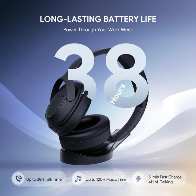 Alt view image 6 of 7 - Yealink BH78 Binaural Over the Ear Wirless Headset Black 1208731