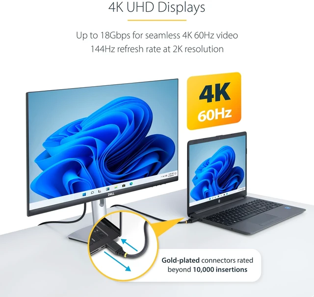 Alt view image 4 of 7 - StarTech 10m (32.8ft) Active High Speed HDMI Cable, 4K 60Hz/1440p 144Hz, HDR10/HDCP 2.2/ARC, 18Gbps, UHD HDMI 2.0 Cord for TV/Monitor, TPE Jacket