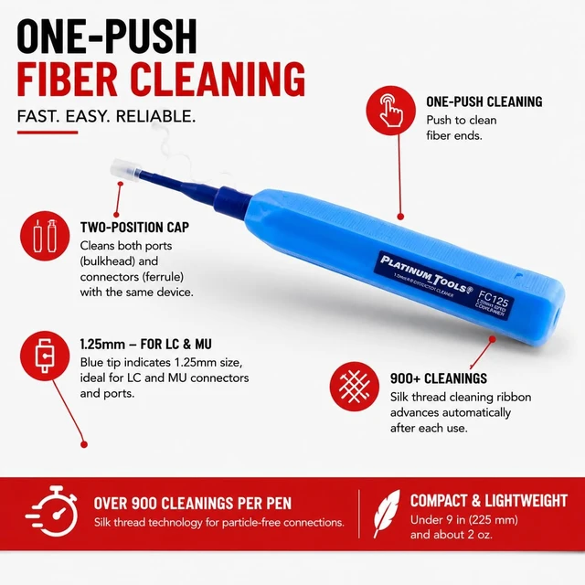 Alt view image 2 of 6 - Platinum Tools 1.25mm Fiber Optic Cleaner