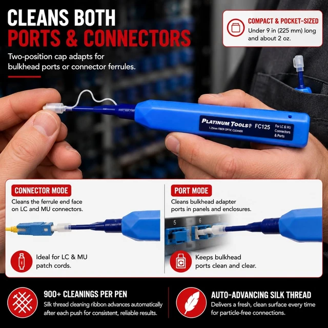 Alt view image 4 of 6 - Platinum Tools 1.25mm Fiber Optic Cleaner
