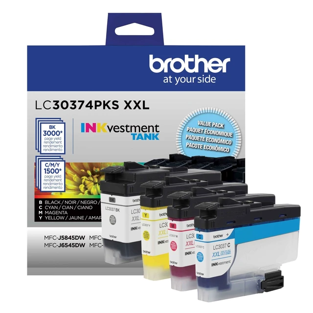 Alt view image 2 of 2 - Brother LC3037 Genuine High-Yield Multi-Pack Ink CMYK 4 Cartridges/Pk LC30374PKS
