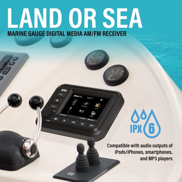 Alt view image 12 of 17 - BOSS AUDIO MARINE GAUGE RECEIVER - MGV550B