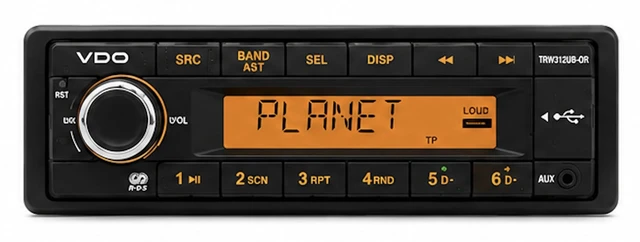 Alt view image 2 of 7 - VDO 12V Radio w/FM RDS Tuner MP3/WMA/USB/Bluetooth - Orange Illumination - Includes Power Speaker Wire Harness