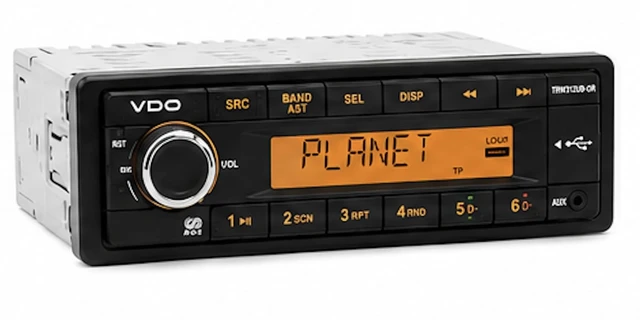 Alt view image 3 of 7 - VDO 12V Radio w/FM RDS Tuner MP3/WMA/USB/Bluetooth - Orange Illumination - Includes Power Speaker Wire Harness