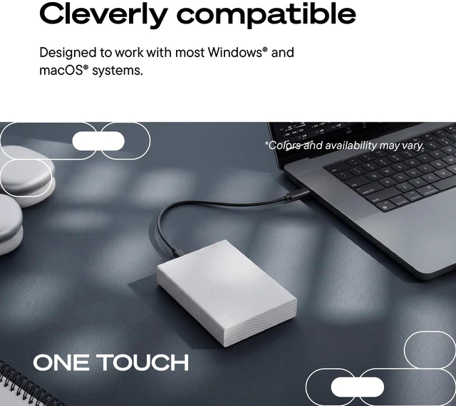 Alt view image 4 of 5 - Seagate One Touch 2TB Portable Hard Drive 2.5" External Gray USB 3.0 STNR2000400