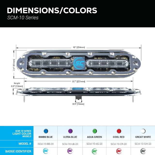 Alt view image 3 of 4 - Shadow-Caster SCM-10 LED Underwater Light w/20' Cable - 316 SS Housing - Bimini Blue
