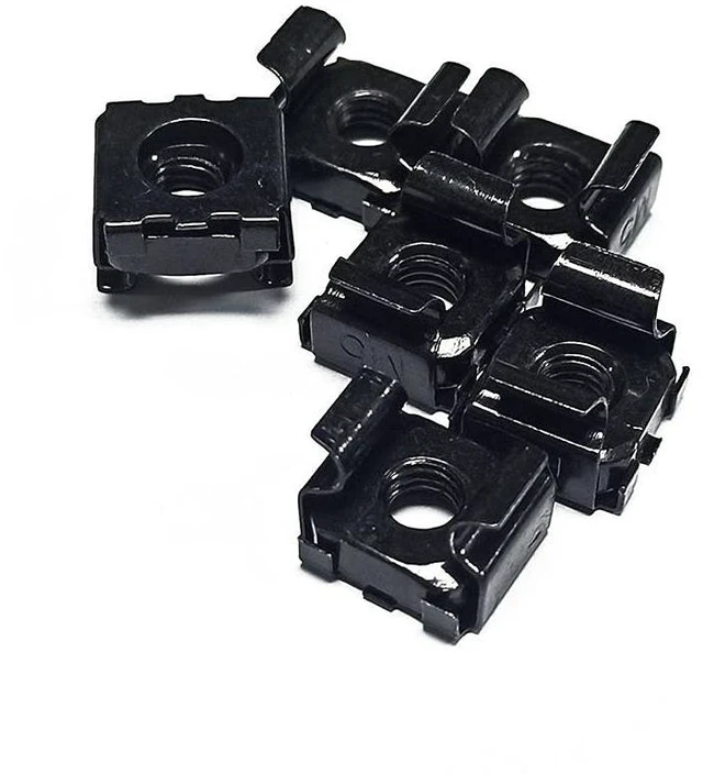 Alt view image 9 of 10 - Monoprice M6 x 16mm Server Rack Mount Cage Nuts, Screws and Washers (50 sets) Zinc Plated, Black, For Cabinet or Server Racks Tapped with 12/24 Universal Square Hole Rails