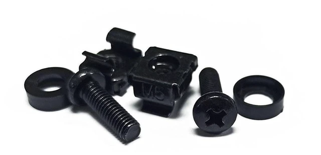 Alt view image 10 of 10 - Monoprice M6 x 16mm Server Rack Mount Cage Nuts, Screws and Washers (50 sets) Zinc Plated, Black, For Cabinet or Server Racks Tapped with 12/24 Universal Square Hole Rails