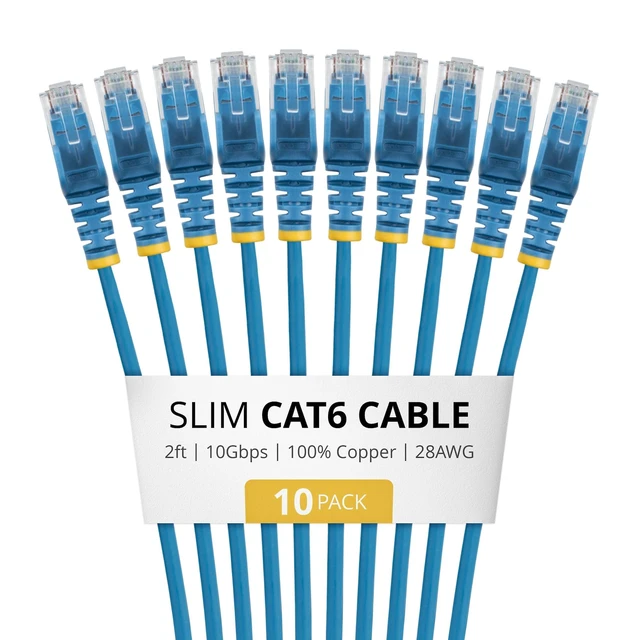 Alt view image 6 of 6 - 10-PACK OF SLIM CAT6 CABLES IS IDEAL FOR MULTIPLE SETUPS; SUPPORTS 10GBPS AND 10