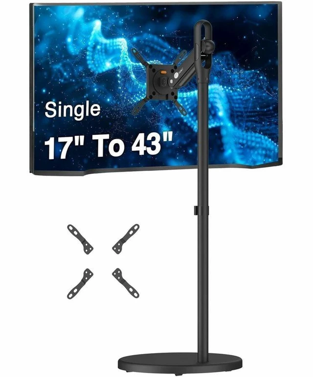Alt view image 2 of 2 - Single 43 Inch Portable Monitor Arm TV Rolling Stand-Black CE-MT5E11-S1