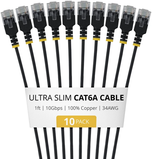 Alt view image 6 of 6 - 10-PACK OF ULTRA SLIM CAT6A CABLES IS IDEAL FOR MULTIPLE SETUPS; 10GBPS ETHERNET
