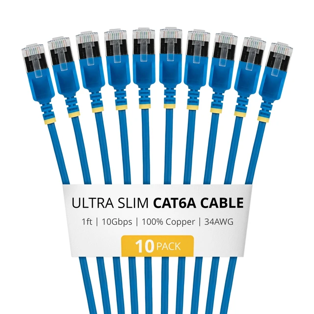 Alt view image 6 of 6 - 10-PACK OF ULTRA SLIM CAT6A CABLES IS IDEAL FOR MULTIPLE SETUPS; 10GBPS ETHERNET