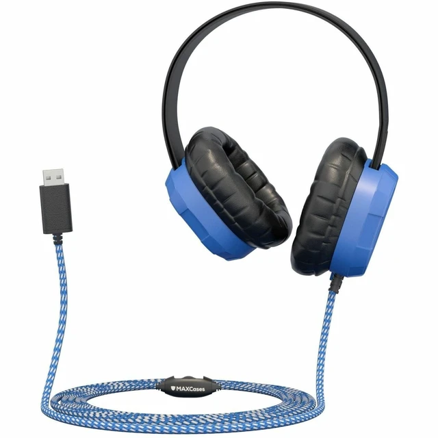 Alt view image 2 of 2 - MAXCases Extreme Headset w/braided cable inline volume control and built-in microphone w/USB-C connector Black MCHPXUSBC