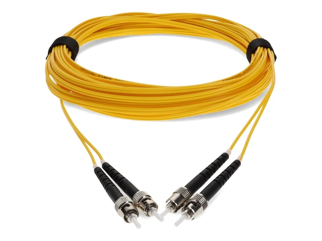 Alt view image 2 of 2 - AddOn 10m ST to ST Yellow OS2 Duplex OFNR Riser-Rated TAA SMF Single Mode Fiber Patch Cable 9/125