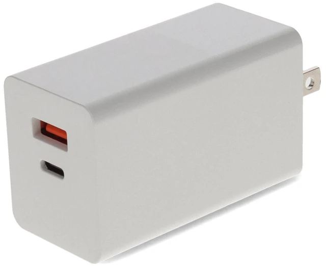 Alt view image 10 of 10 - AddOn Wall Charger Dual Port 1X USB-C 3.1 1X USB-A 20V 3A White Model USAC2USB20V3AW