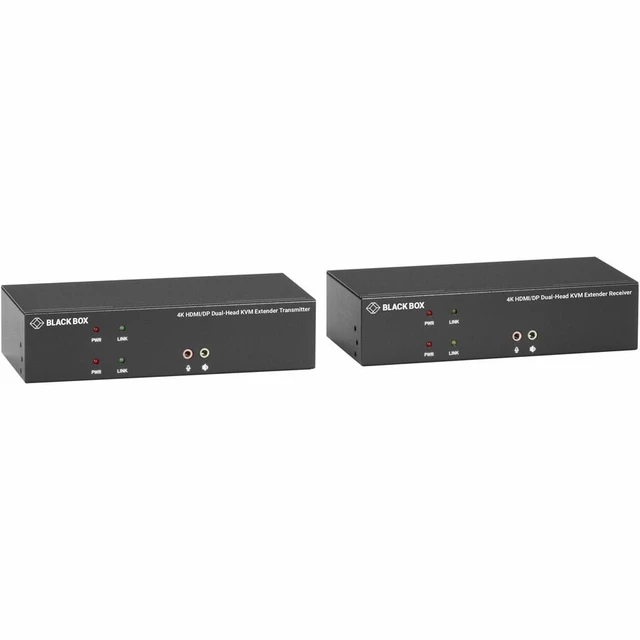 Alt view image 5 of 5 - Black Box KVX Series KVM Extender Kit over Fiber 4K Dual-Monitor HDMI/DisplayPort USB 2.0 Serial Audio Local Video