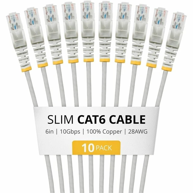 Alt view image 6 of 6 - StarTech 6in Gray Slim CAT6 Cable 10 Pack Snagless RJ45 UTP LSZH 28AWG Pure Bare Copper Slim Network Patch Cord N6PAT6INGRS10PK