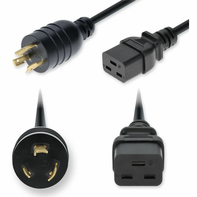 Main image of AddOn 10ft NEMA L5-20P Male to C19 Female Twist-Lock Compatible Industrial Grade 12 AWG 125V at 20A PVC SJT Service Junior Thermoplastic Black Power Cable