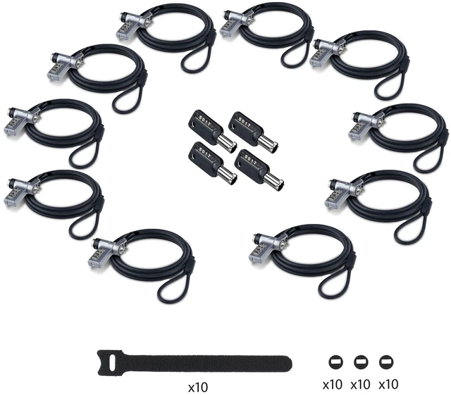 Alt view image 6 of 7 - StarTech 10-Pack 3-in-1 Dual-Access Laptop Lock 6.6ft TAA