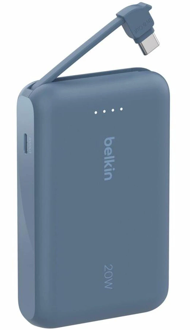 Main image of Belkin 20W Power Bank w/ Integrated USB-C Cable 10K mAh 1xUSB-C port 1xUSB-C cable Portable Charger Blue