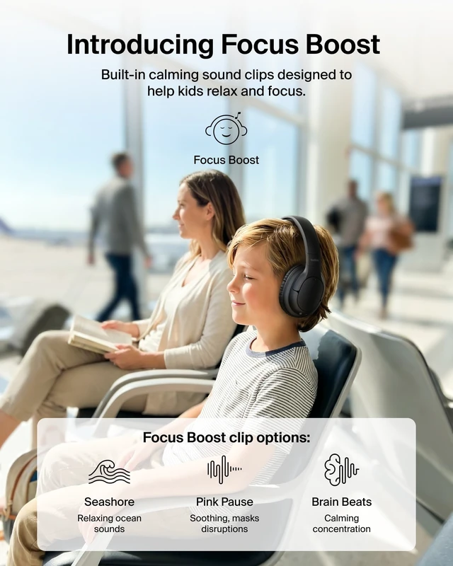 Alt view image 4 of 6 - Belkin SoundForm Play ANC Youth Active Noise Cancelling Headphones Black AUD013FQBK