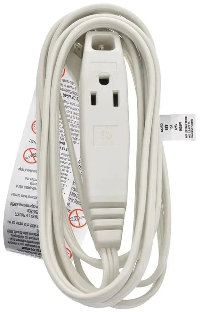 Alt view image 18 of 19 - Monoprice 3-Outlet Flat Plug Household Extension Cord, 16AWG, 13A, SPT-2, White, 10ft