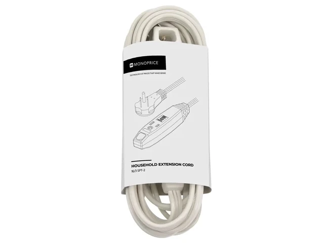 Alt view image 19 of 19 - Monoprice 3-Outlet Flat Plug Household Extension Cord, 16AWG, 13A, SPT-2, White, 10ft