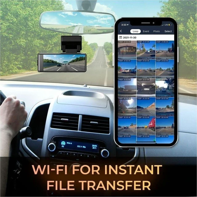 Alt view image 15 of 16 - GekoGear 4K Dash Cam with WIFI App Access - 3" Screen - Front View - Wireless - 3840 x 2160 Video