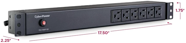 Alt view image 8 of 9 - CyberPower PDU15B6F12R Basic PDU, 100-125V/15A, 18 Outlets, 1U Rackmount