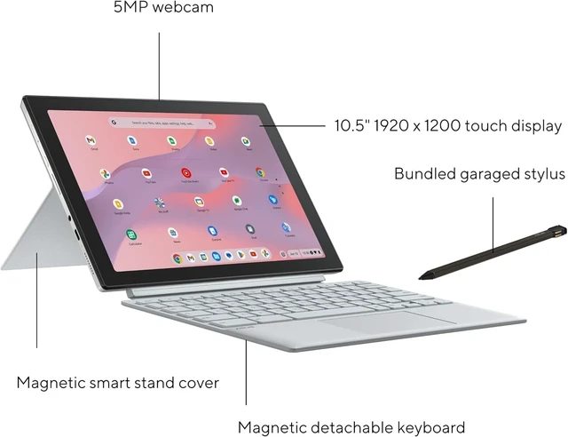 Alt view image 11 of 16 - Asus Chromebook Detachable CM3 CM3001DM2A-YZ44T-S 10.5" Touchscreen Rugged Detachable 2 in 1 Chromebook - WUXGA - Octa-core (ARM Cortex A76 + Cortex A55) - 4 GB - 64 GB Flash Memory - Fog Silver
