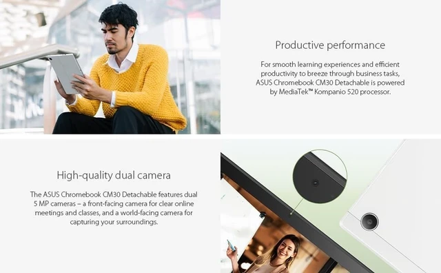 Alt view image 13 of 16 - Asus Chromebook Detachable CM3 CM3001DM2A-YZ44T-S 10.5" Touchscreen Rugged Detachable 2 in 1 Chromebook - WUXGA - Octa-core (ARM Cortex A76 + Cortex A55) - 4 GB - 64 GB Flash Memory - Fog Silver