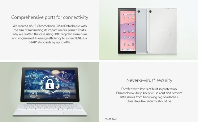 Alt view image 15 of 16 - Asus Chromebook Detachable CM3 CM3001DM2A-YZ44T-S 10.5" Touchscreen Rugged Detachable 2 in 1 Chromebook - WUXGA - Octa-core (ARM Cortex A76 + Cortex A55) - 4 GB - 64 GB Flash Memory - Fog Silver