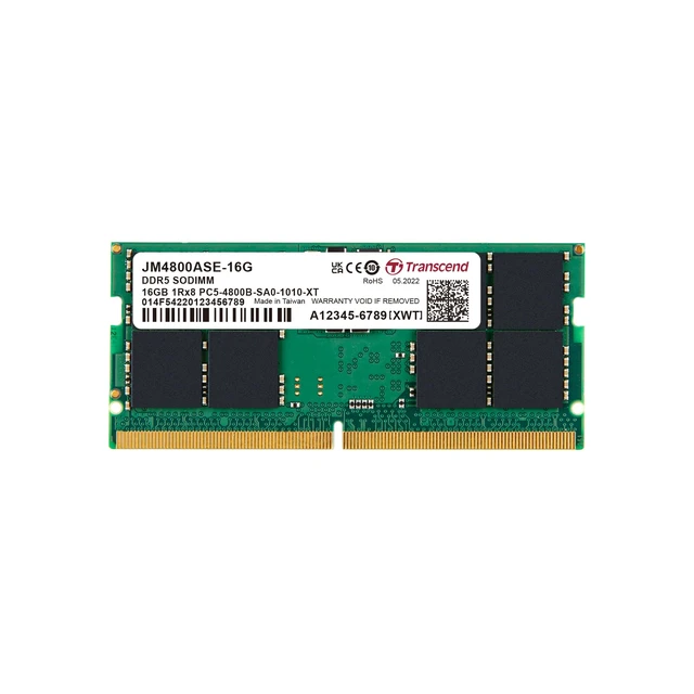 Alt view image 8 of 12 - Transcend PC5-38400 (DDR5 4800) 16GB 1.1V 262pin SO-DIMM 1Rx8 (2Gx8) 8 CL40 JM4800ASE-16G Model JM4800ASE-16G
