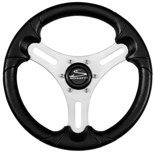 Alt view image 2 of 2 - Schmitt Marine Torcello Lite 13" Wheel - Black Polyurethane Wheel w/Silver Spokes & Black Cap- 3/4" Tapered Shaft