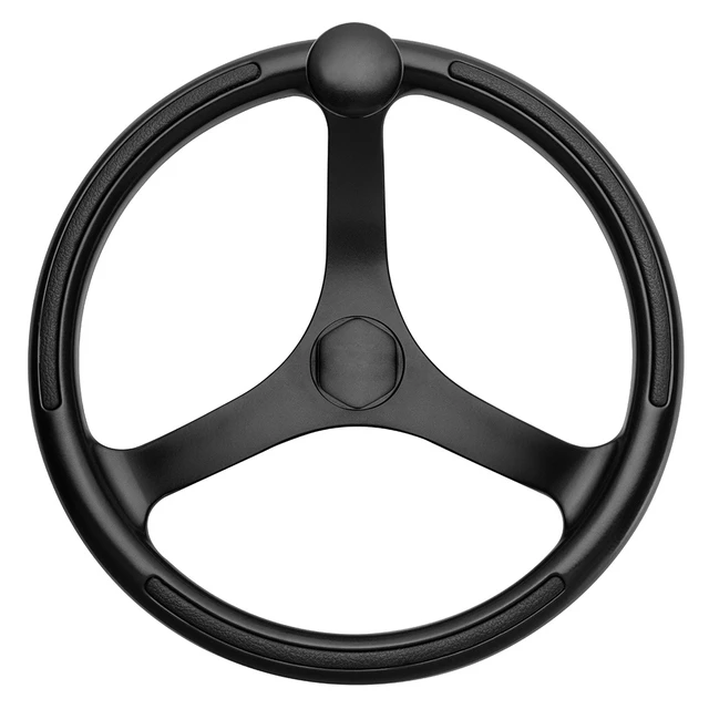 Alt view image 2 of 2 - Schmitt Marine Primus Wheel 13.5" Black 3/4" Tapered Shaft w/Knob Finger Grips - Black Powder Coat