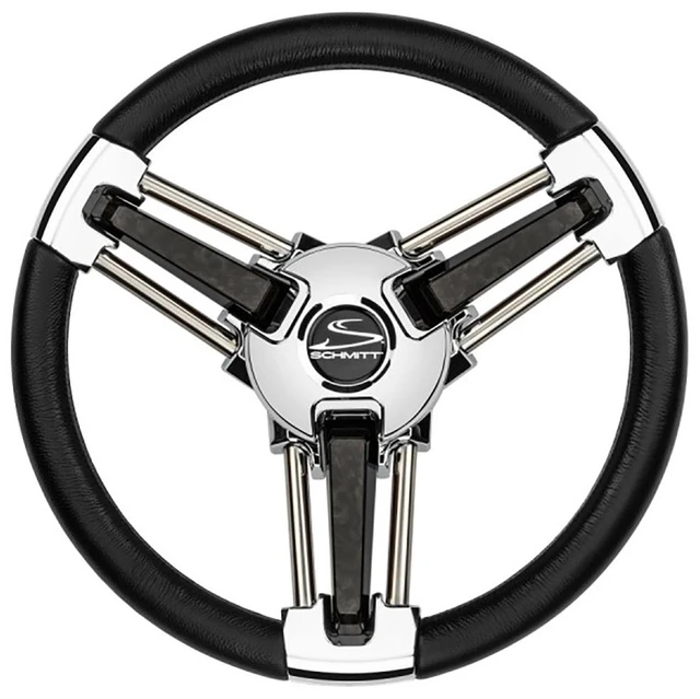 Main image of Schmitt Marine Burano Wheel 14" 3/4" Tapered Shaft Black Polyurethane w/Stainless Spoke Includes Center Cap/Nut