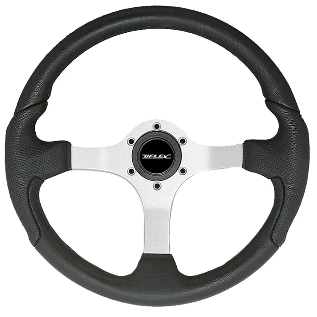 Alt view image 3 of 3 - Uflex Nisida Steering Wheel 13.8" - Black Polyurethane Grip W/Black Aluminum Spokes
