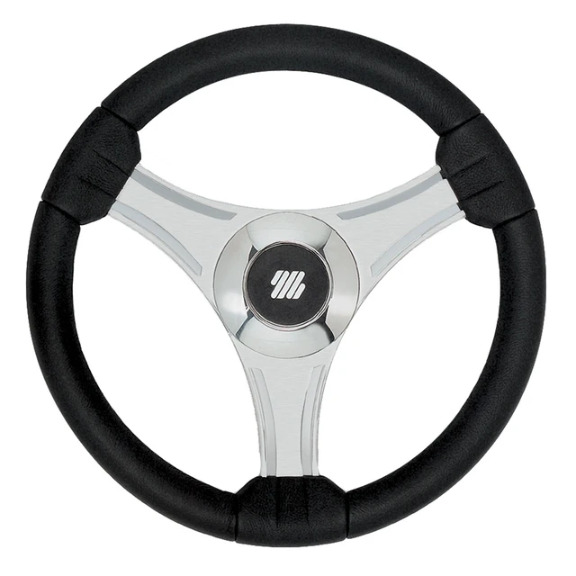 Alt view image 2 of 2 - Uflex - Tavolara - 13.8" Black Polyurethane Steering Wheel w/Silver Spokes & X62 Hub