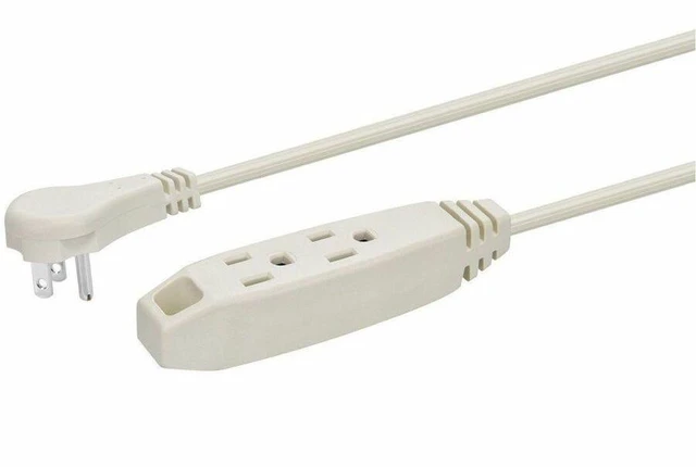 Alt view image 7 of 19 - Monoprice 3-Outlet Flat Plug Household Extension Cord, 16AWG, 13A, SPT-2, White, 10ft