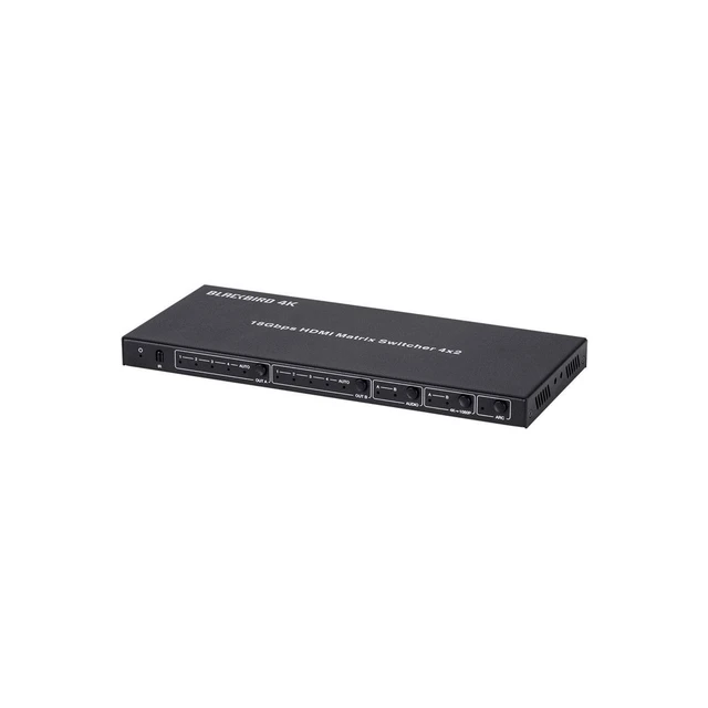 Alt view image 8 of 13 - Monoprice Blackbird 4K HDMI Matrix, 4x2, HDR, 18G, 4K@60Hz, YCbCr 4:4:4, EDID, Coaxial Audio, Powered Switch, Control Remote