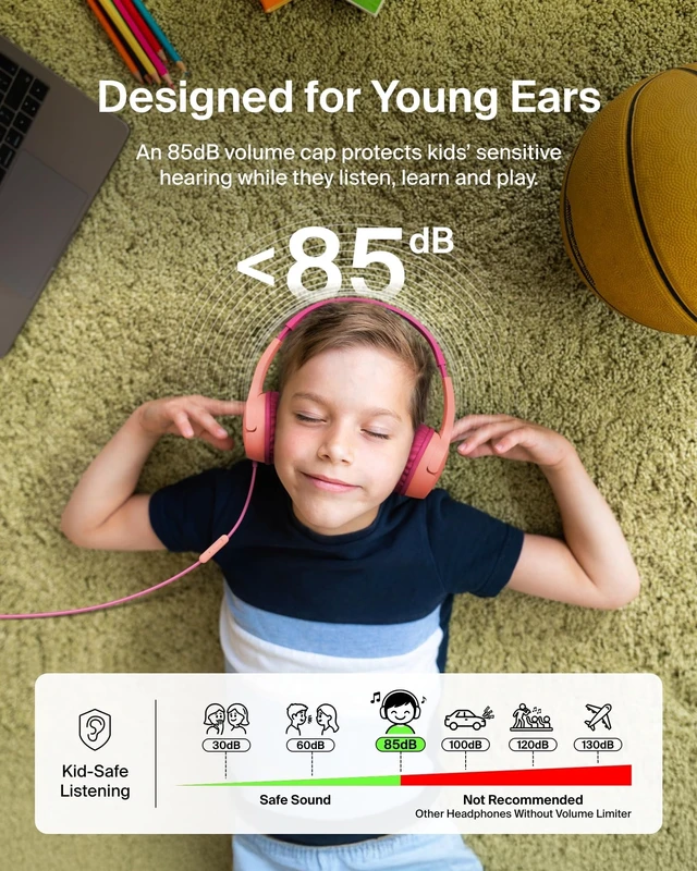 Alt view image 2 of 5 - Belkin SoundForm Mini Wired On-Ear Headphones For Kids